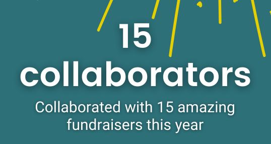 Text: 15 Collaborators. Collaborated with 15 amazing fundraisers this year