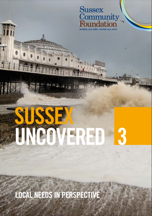 The cover of Sussex Uncovered 3, including the  Sussex Community Foundation logo and the subtitle "Local Needs in Perspective"